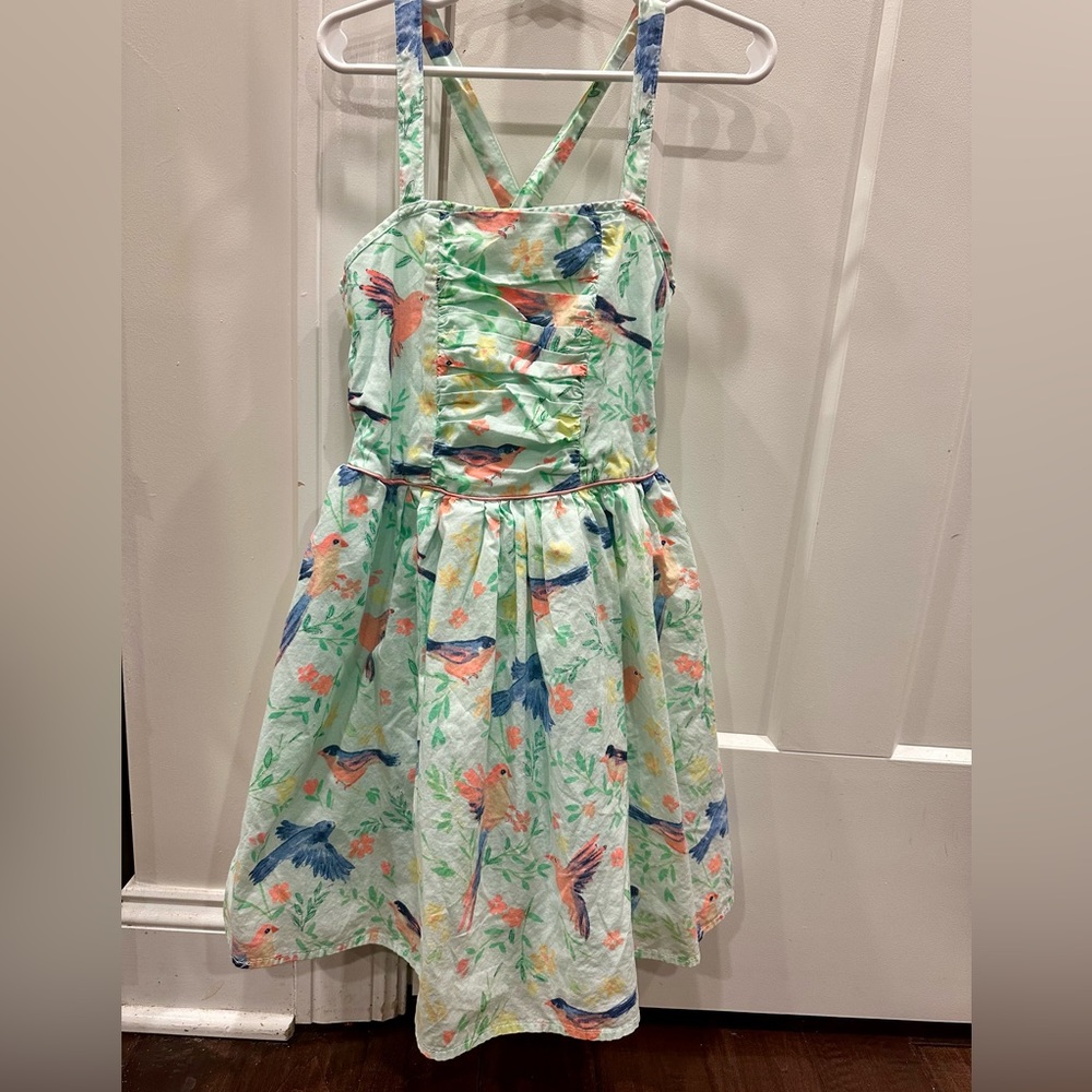 Girls spring dress with birds